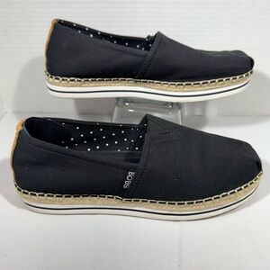Skechers BOBS Shoes Womens 9W Breeze Casual Slip On Loafers 32719 Black Fabric